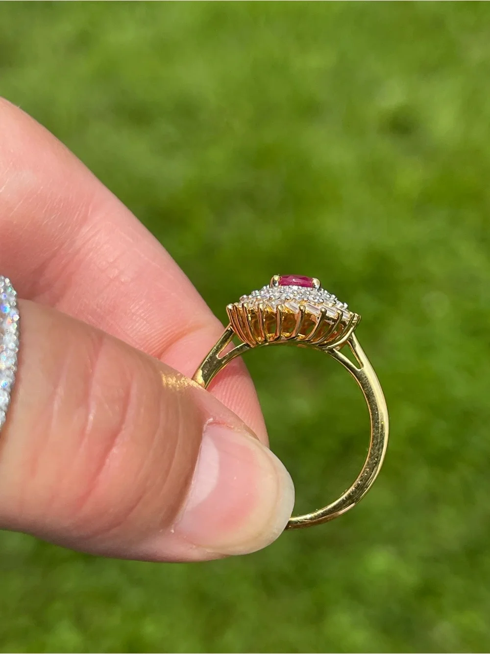 AAA Montepuez Ruby and Moissanite Halo Ring